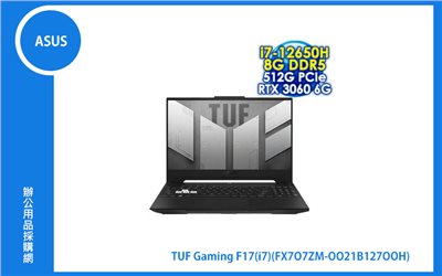 ASUS TUF Dash F15 御鐵黑 華碩電競筆電 (i7-12650H/RTX3060 6G(具備MUX獨顯直連)/8GB DDR5 4800/512G PCIe/15.6吋FHD 144Hz) (FX517ZM-0051D12650H)